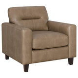 Scotland Faux Leather Track Arm Chair Brown