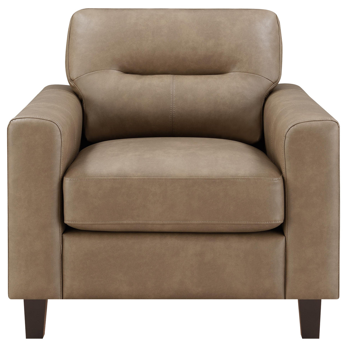 Scotland Faux Leather Track Arm Chair Brown