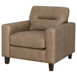 Scotland Faux Leather Track Arm Chair Brown
