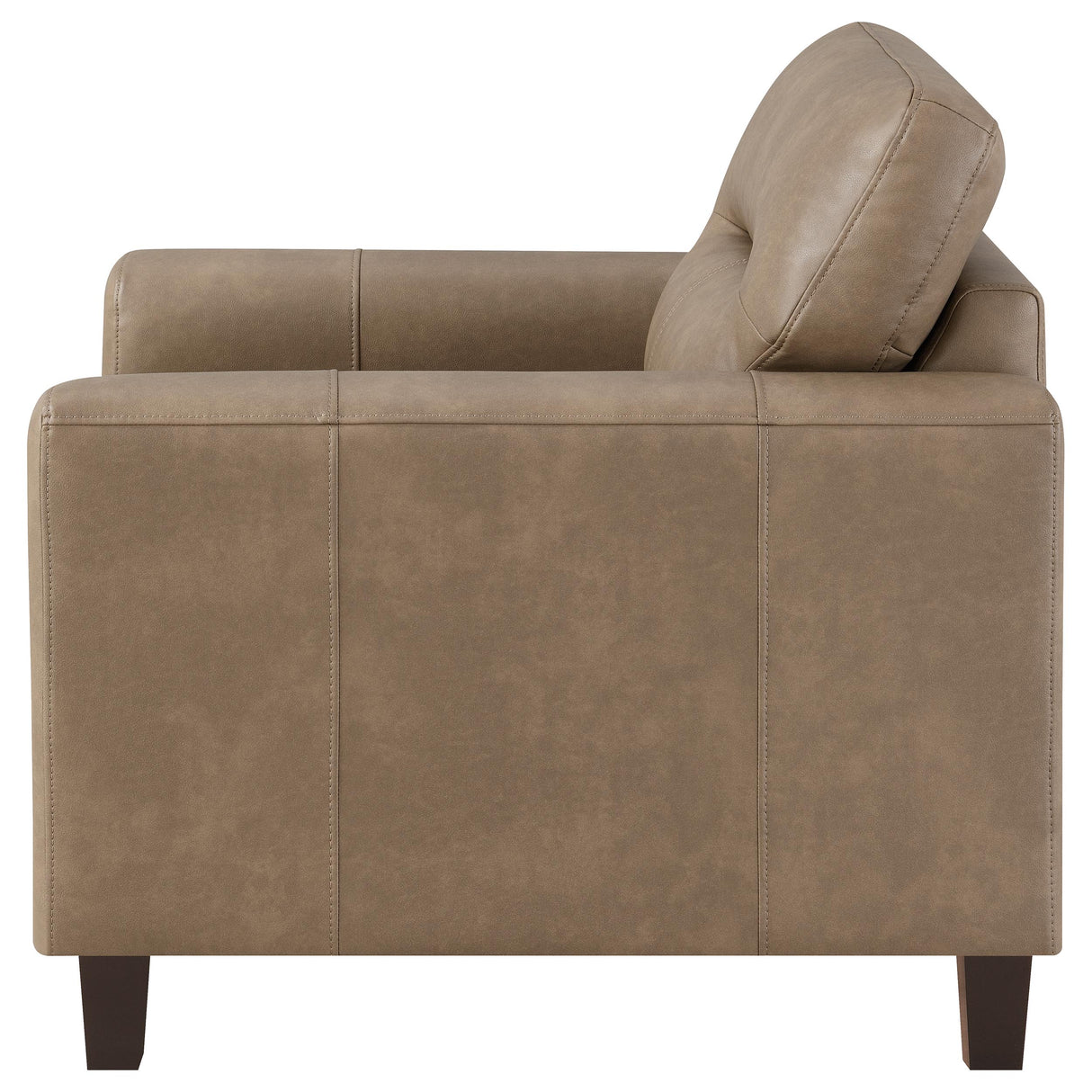 Scotland Faux Leather Track Arm Chair Brown
