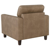 Scotland Faux Leather Track Arm Chair Brown