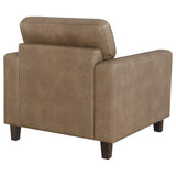 Scotland Faux Leather Track Arm Chair Brown