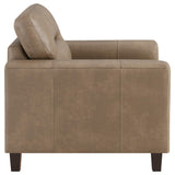 Scotland Faux Leather Track Arm Chair Brown