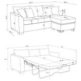 Storey Upholstered Sleeper Sectional Chaise Sofa Camel