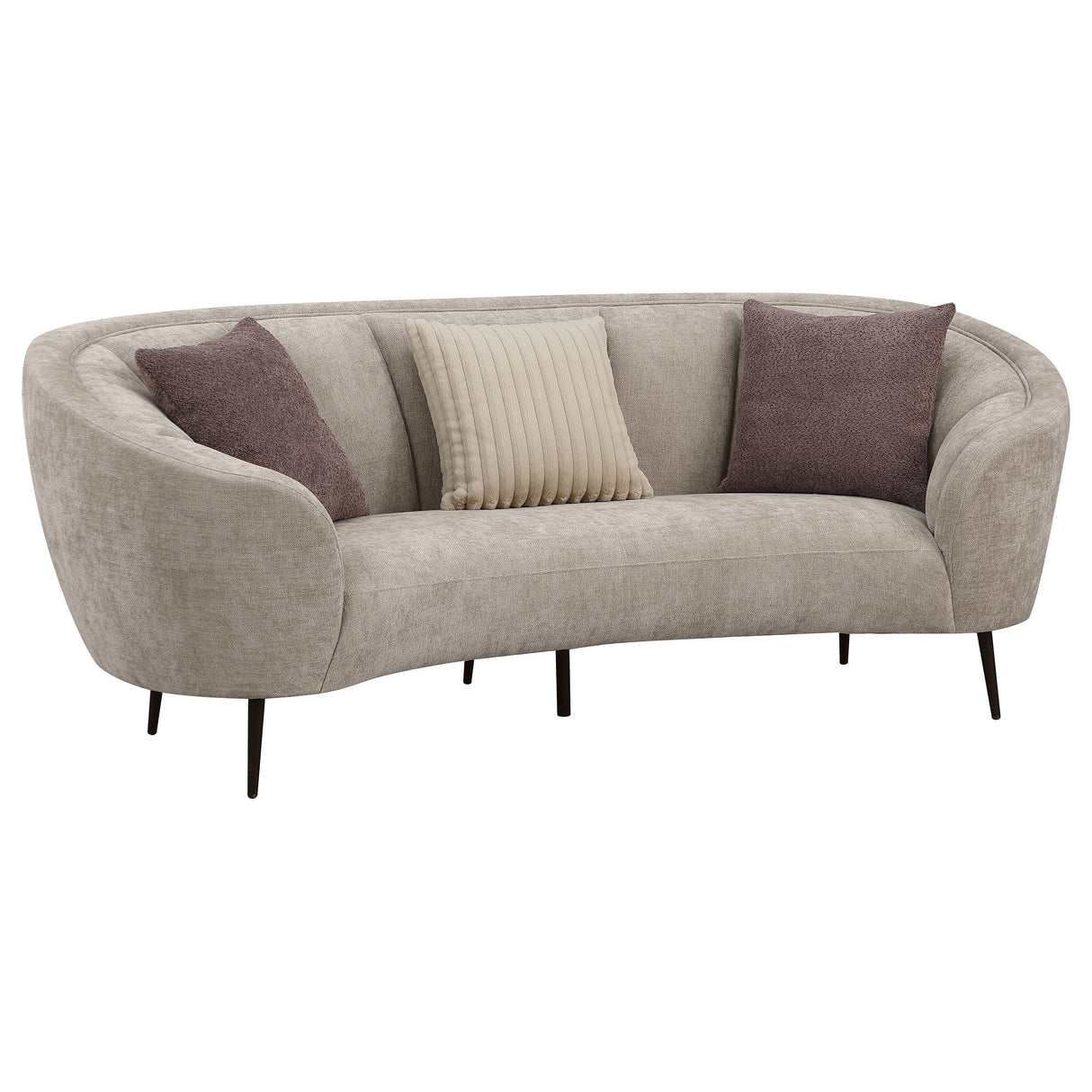 Ellorie 2-Piece Curved Sofa Set in Beige Chenille