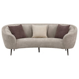 Ellorie Upholstered Channel Back Curved Sofa, Beige