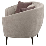 Ellorie Upholstered Channel Back Curved Sofa, Beige
