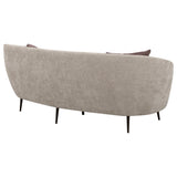 Ellorie Upholstered Channel Back Curved Sofa, Beige