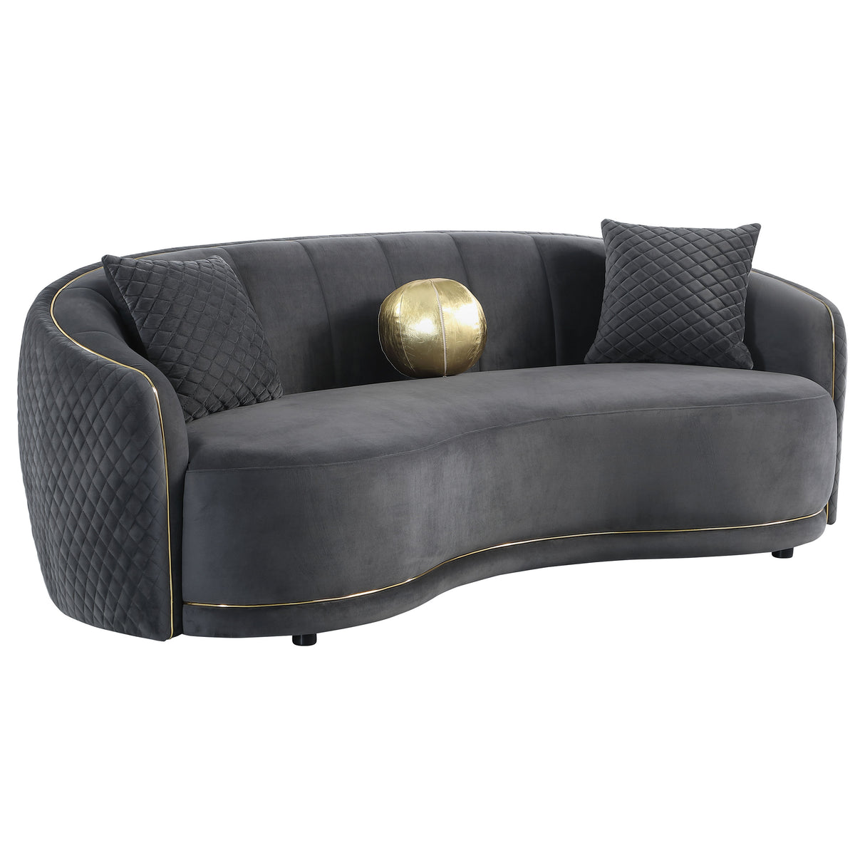 Brookside 2-Piece Velvet Sofa Set in Dark Grey