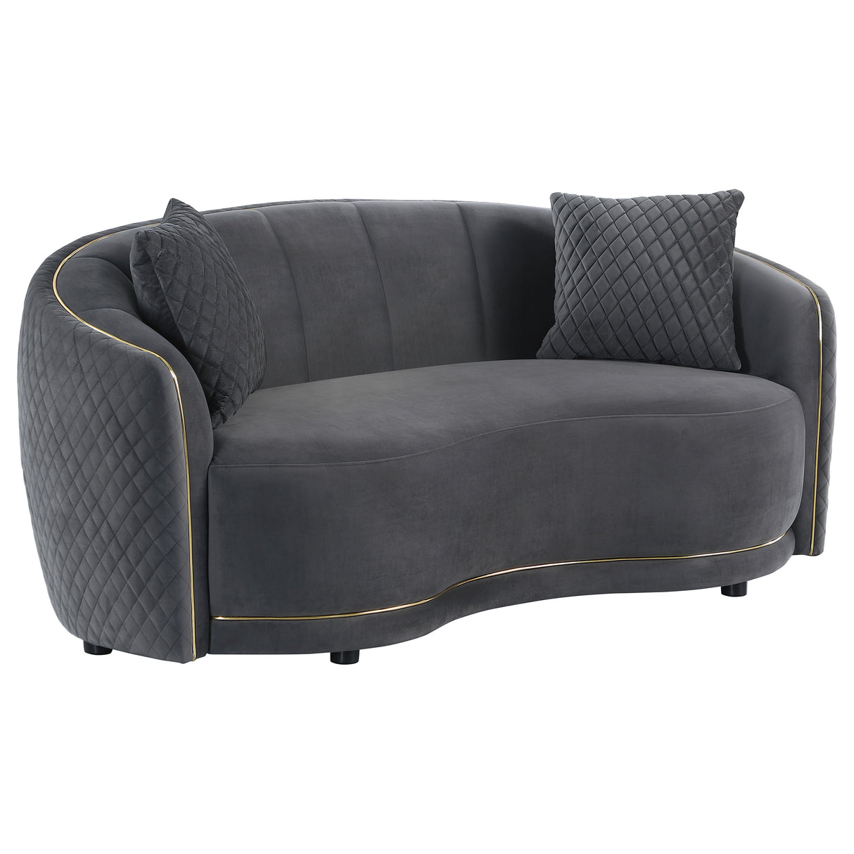 Brookside 2-Piece Velvet Sofa Set in Dark Grey
