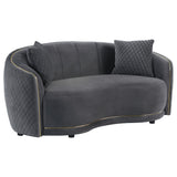 Brookside 2-Piece Velvet Sofa Set in Dark Grey