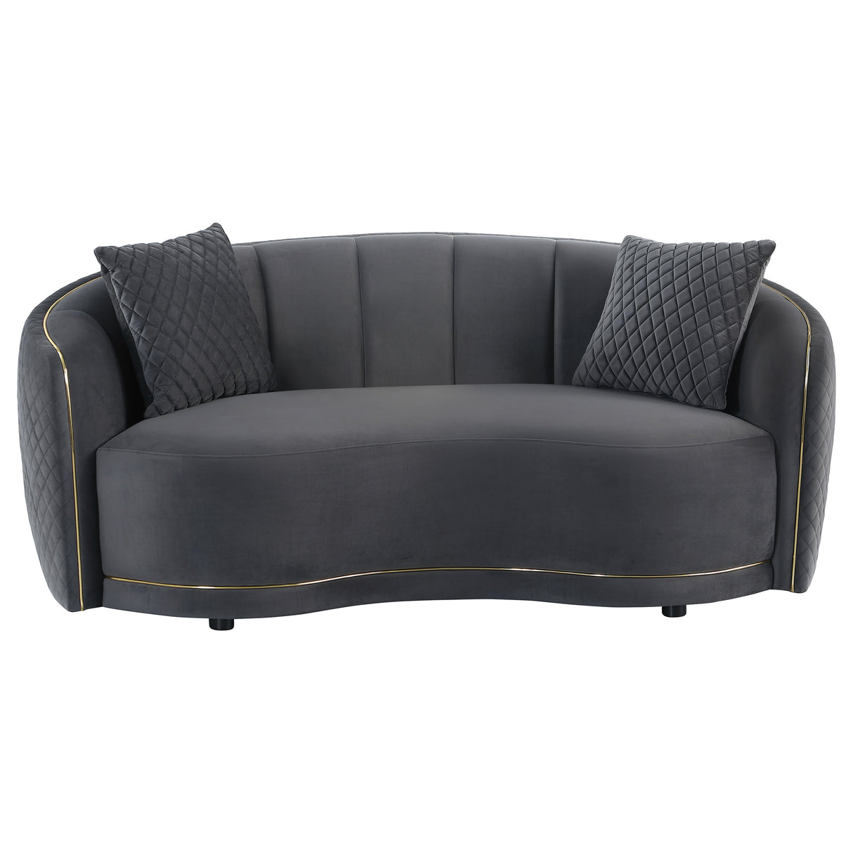 Brookside 2-Piece Velvet Sofa Set in Dark Grey
