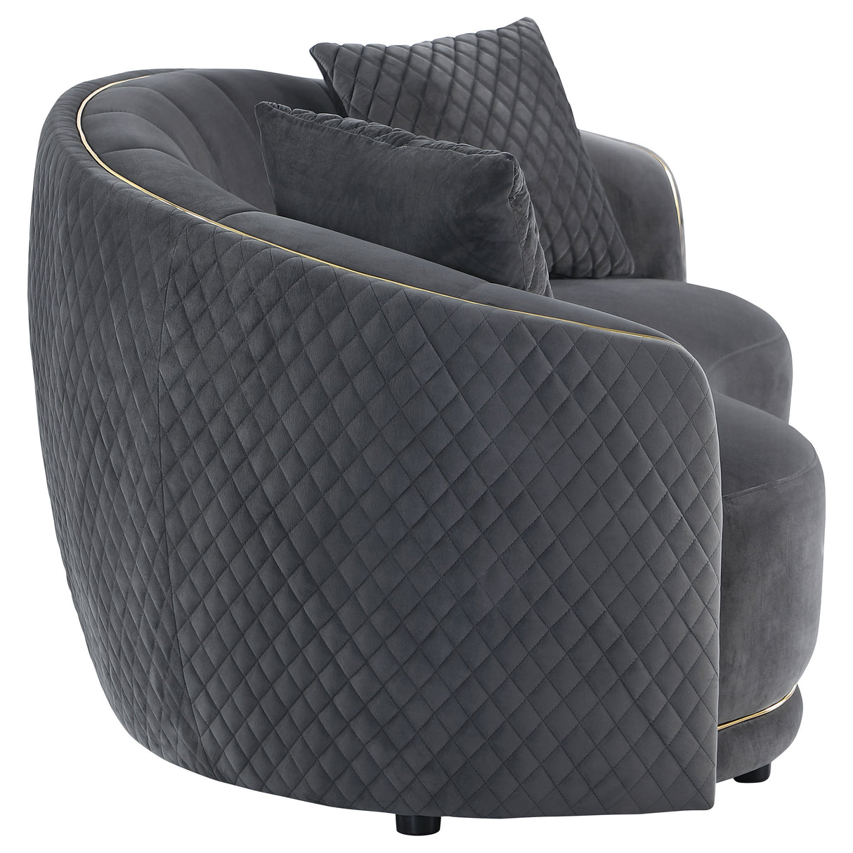 Brookside 2-Piece Velvet Sofa Set in Dark Grey