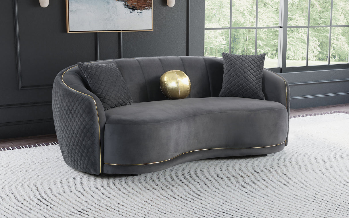 Brookside Velvet Curved Sofa in Dark Grey