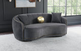Brookside Velvet Curved Sofa in Dark Grey