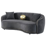 Brookside Velvet Curved Sofa in Dark Grey