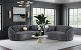 Brookside Velvet Curved Sofa in Dark Grey