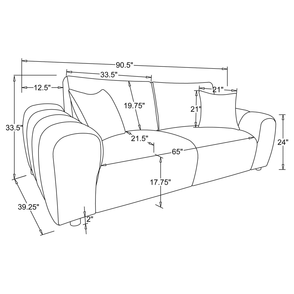 Burnett Chenille Upholstered Wide Arm Sofa in Burnt Orange