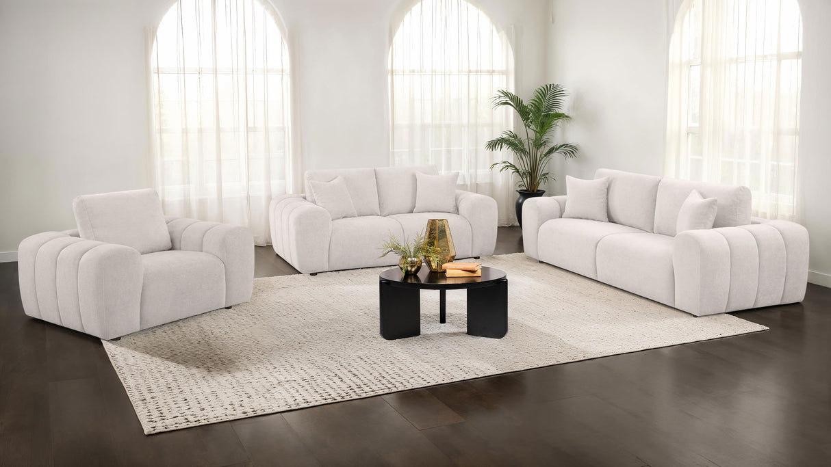 Burnett Chenille Upholstered Accent Chair in Ivory