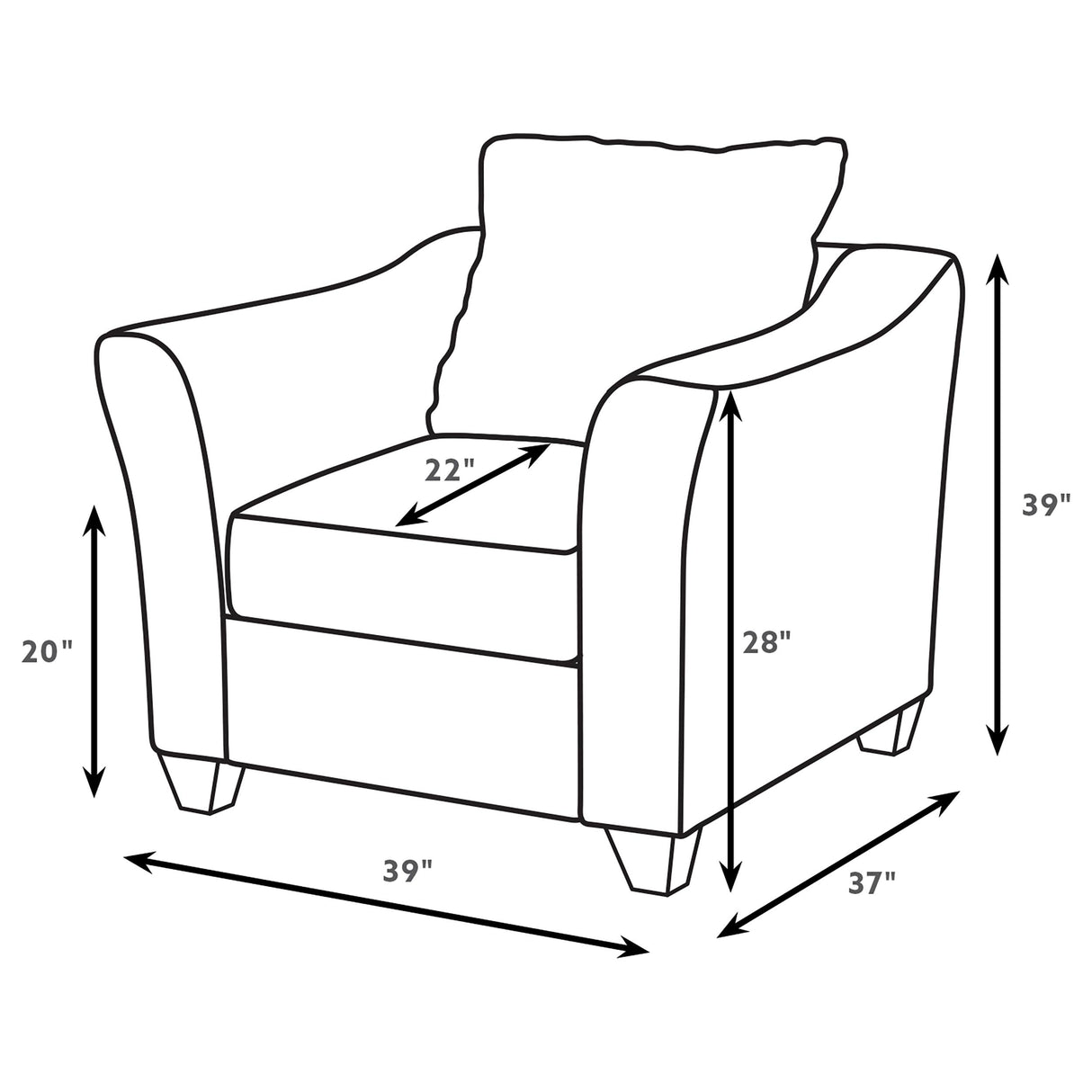 Salizar Upholstered Flared Arm Accent Chair in Charcoal Grey