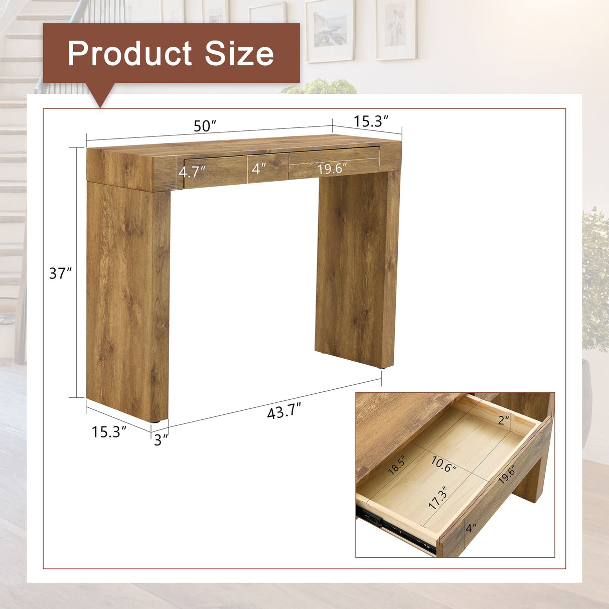 Elegant Bar Table With 2 Drawers