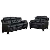 Finley 2-Piece Black Leatherette Tufted Sofa Set