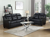 Finley 2-Piece Black Leatherette Tufted Sofa Set
