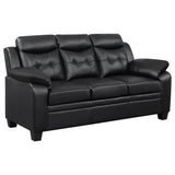 Finley 2-Piece Black Leatherette Tufted Sofa Set