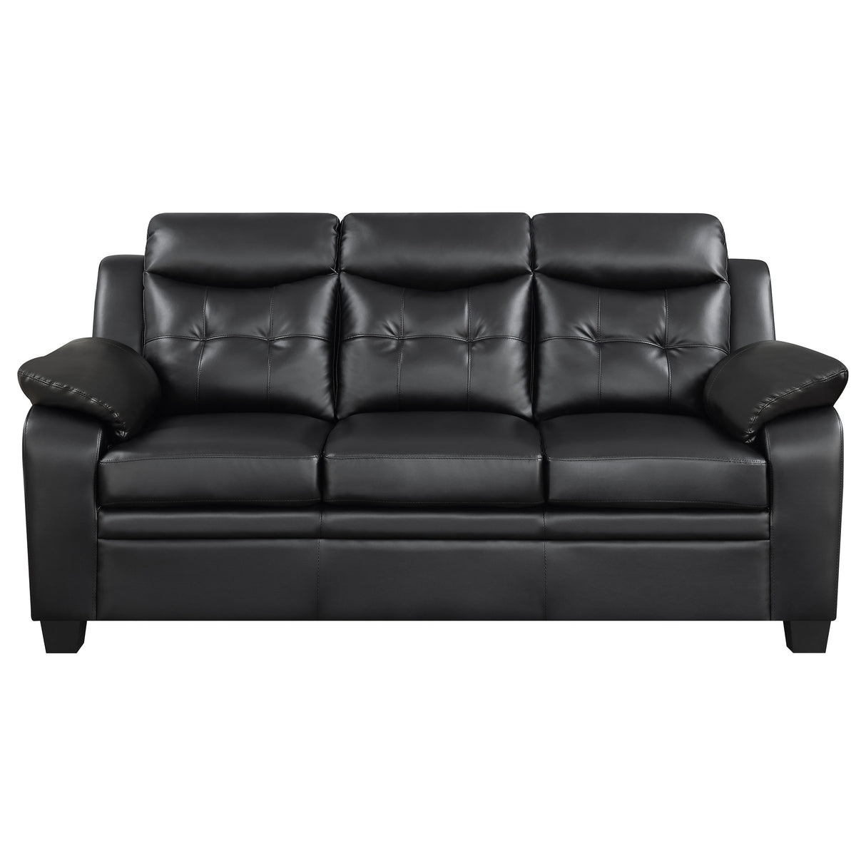 Finley 2-Piece Black Leatherette Tufted Sofa Set