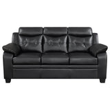 Finley 2-Piece Black Leatherette Tufted Sofa Set