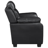 Finley 2-Piece Black Leatherette Tufted Sofa Set