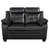 Finley 2-Piece Black Leatherette Tufted Sofa Set