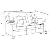 Finley 2-Piece Black Leatherette Tufted Sofa Set