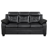 Finley Upholstered Tufted Sofa in Black Leatherette