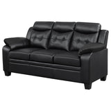 Finley Upholstered Tufted Sofa in Black Leatherette