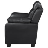 Finley Upholstered Tufted Sofa in Black Leatherette
