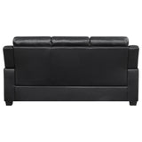 Finley Upholstered Tufted Sofa in Black Leatherette