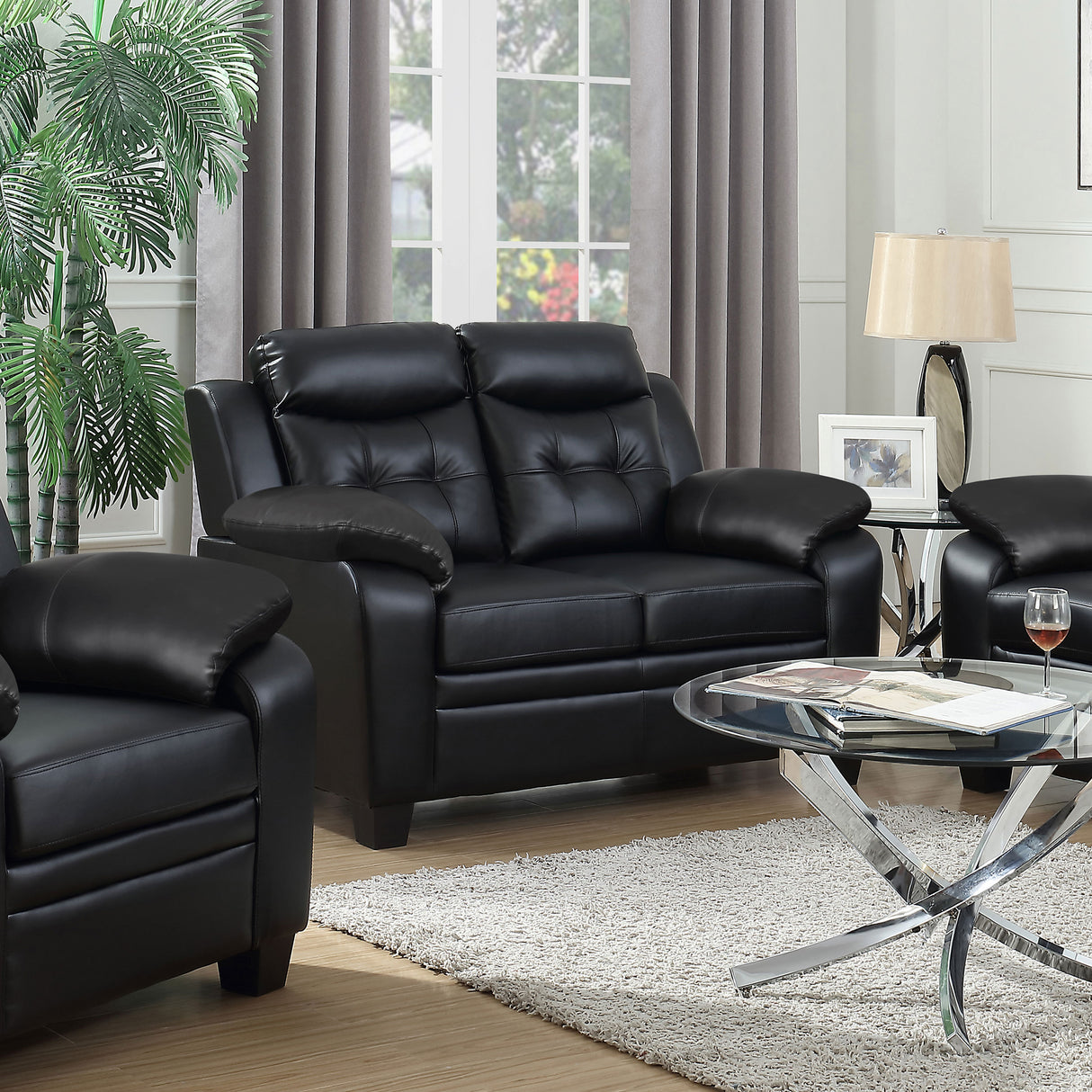 Finley Upholstered Tufted Loveseat Black