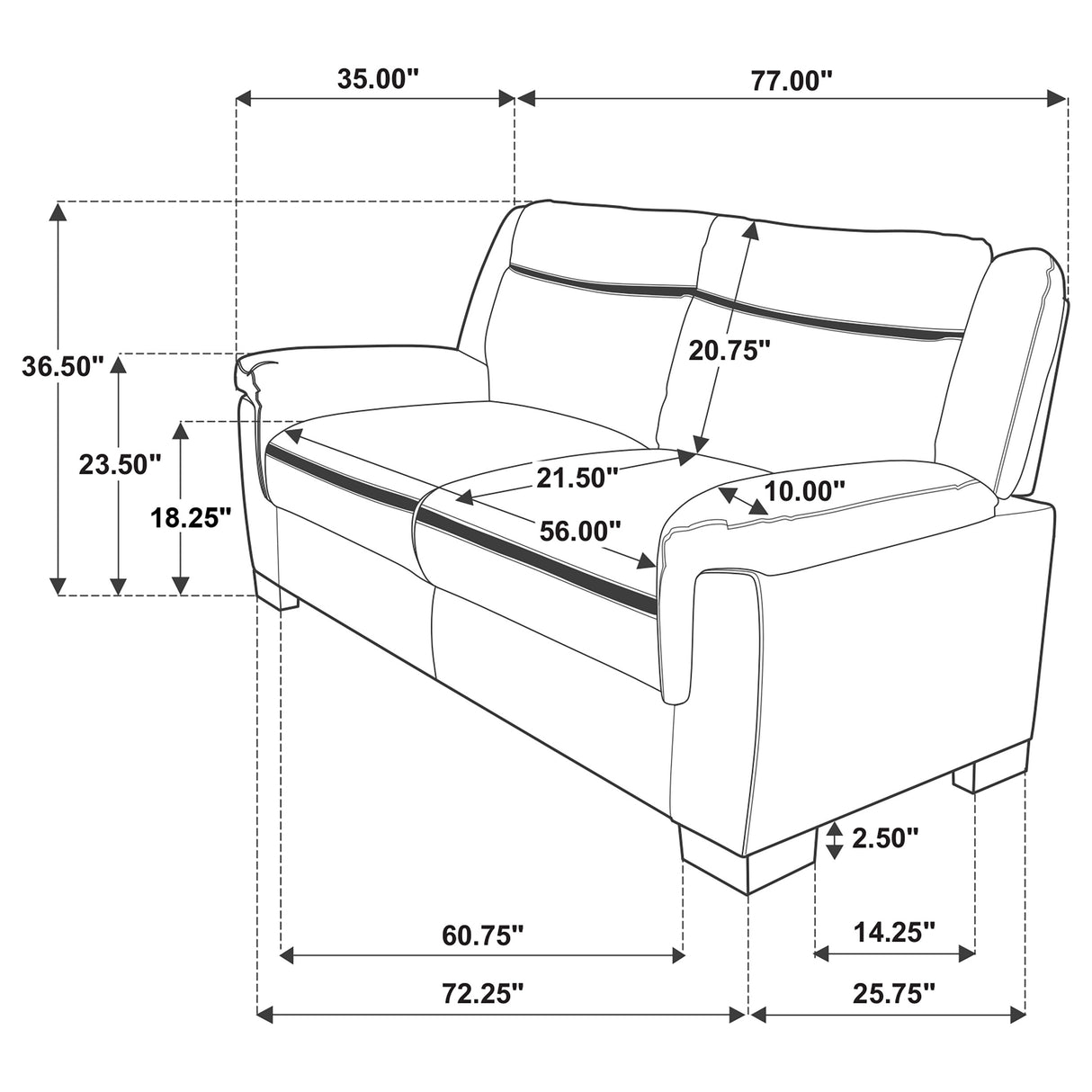 Arabella Upholstered Padded Arm Sofa in Grey