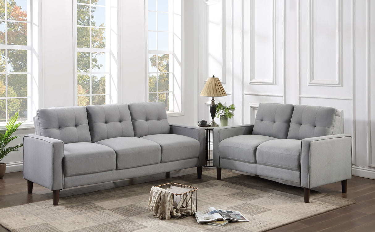 Bowen 2-Piece Upholstered Track Arm Tufted Sofa Set Grey