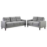 Bowen 2-Piece Upholstered Track Arm Tufted Sofa Set Grey