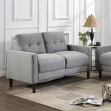 Bowen Upholstered Track Arm Tufted Loveseat, Grey