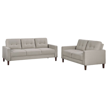 Bowen 2-Piece Upholstered Track Arm Tufted Sofa Set, Beige