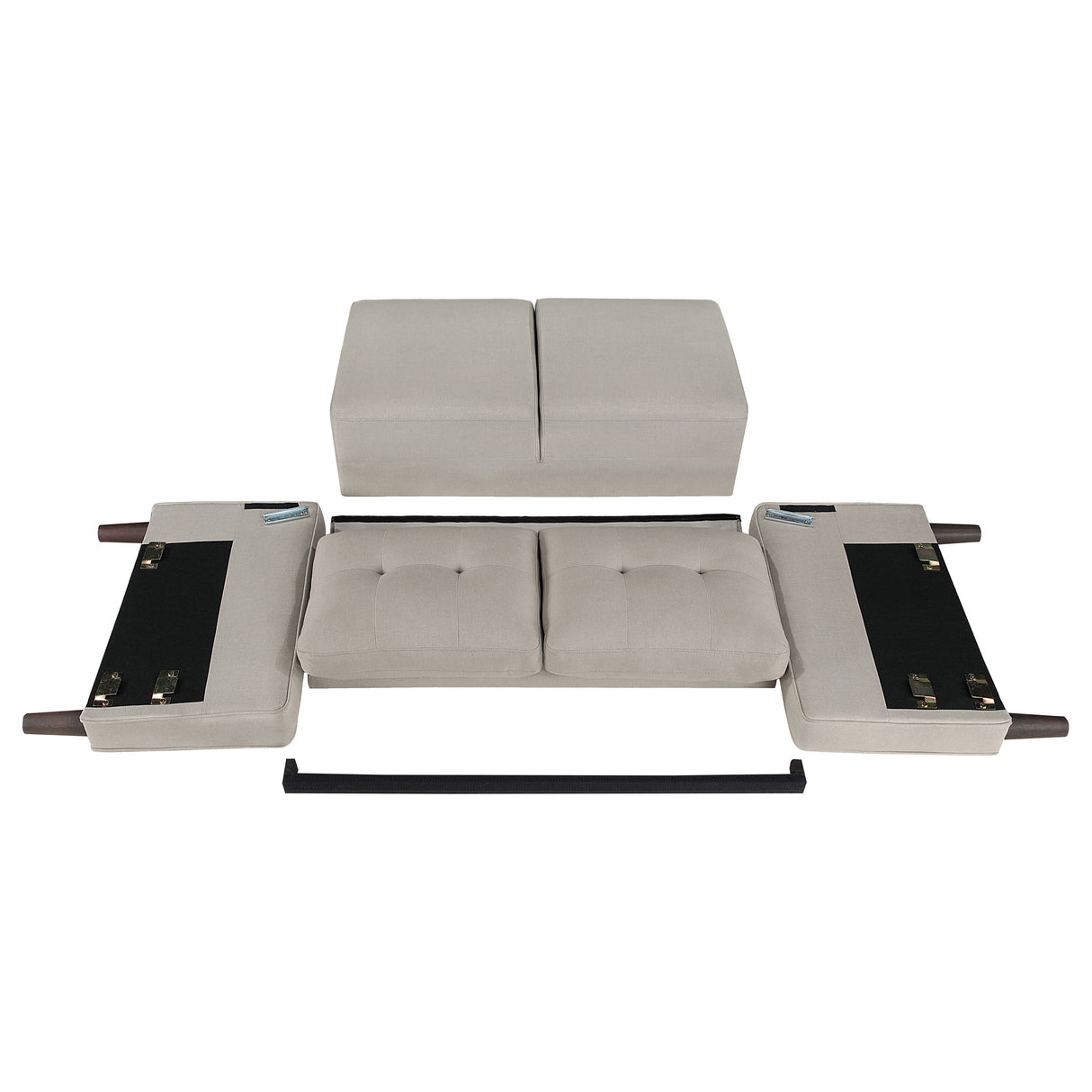 Bowen 2-Piece Upholstered Track Arm Tufted Sofa Set, Beige