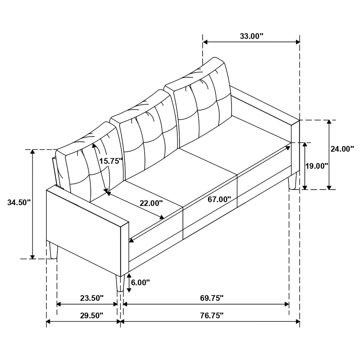 Bowen 2-Piece Upholstered Track Arm Tufted Sofa Set, Beige