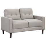 Bowen Upholstered Track Arm Tufted Loveseat in Beige
