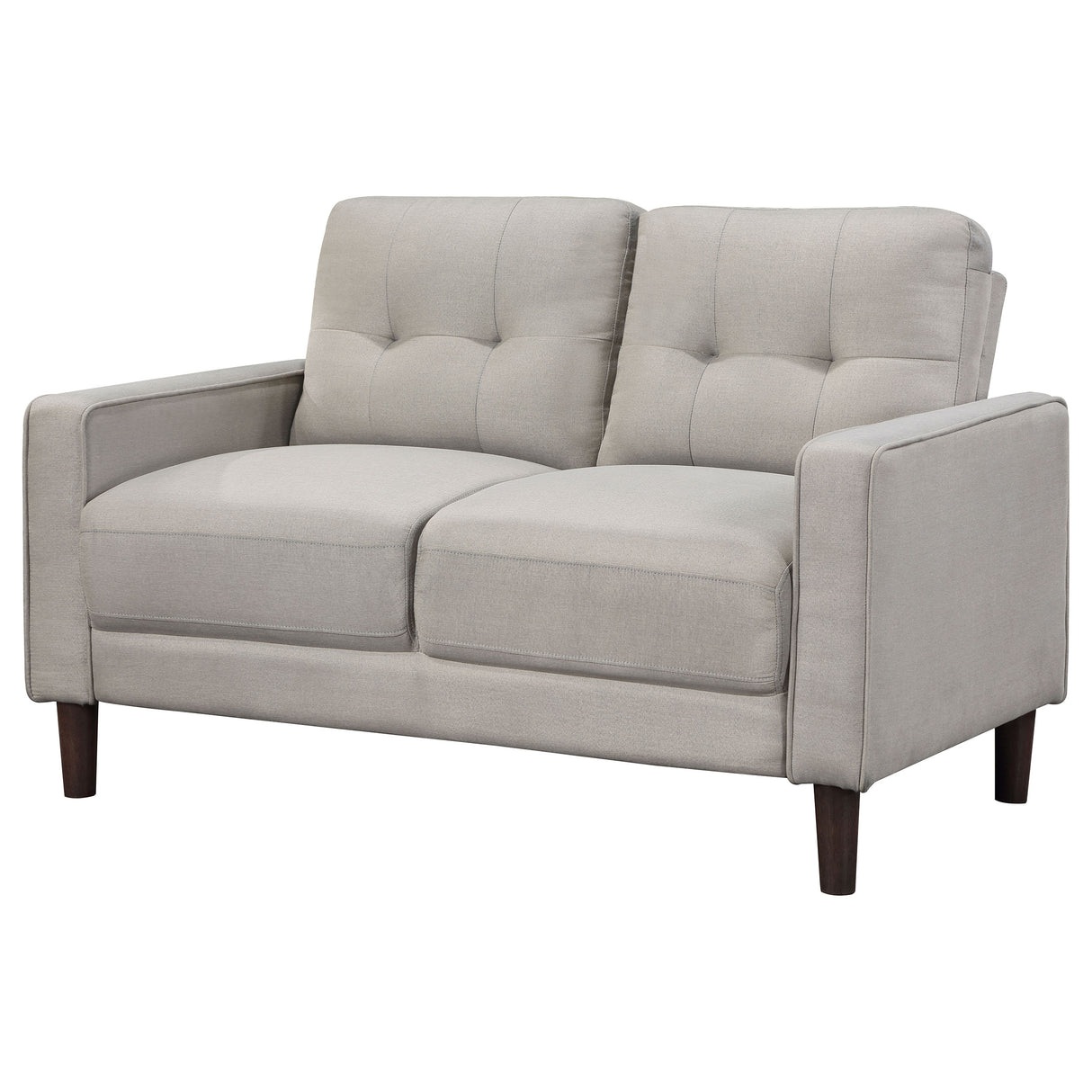 Bowen Upholstered Track Arm Tufted Loveseat in Beige