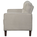 Bowen Upholstered Track Arm Tufted Loveseat in Beige
