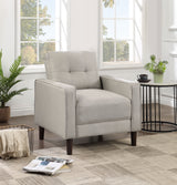 Bowen Upholstered Track Arm Tufted Accent Chair in Beige