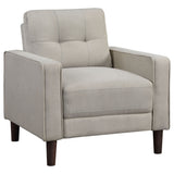 Bowen Upholstered Track Arm Tufted Accent Chair in Beige